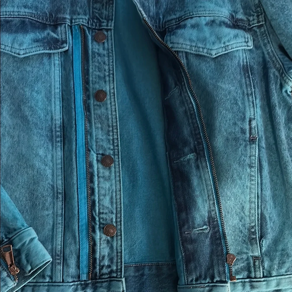 Edition Express Blue/Green Washed Denim Jacket - Picture 2 of 6